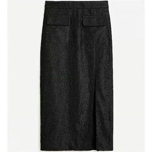 J. Crew Side Slit Pencil Skirt with Lace in Black 12 New Womens Cocktail Holiday